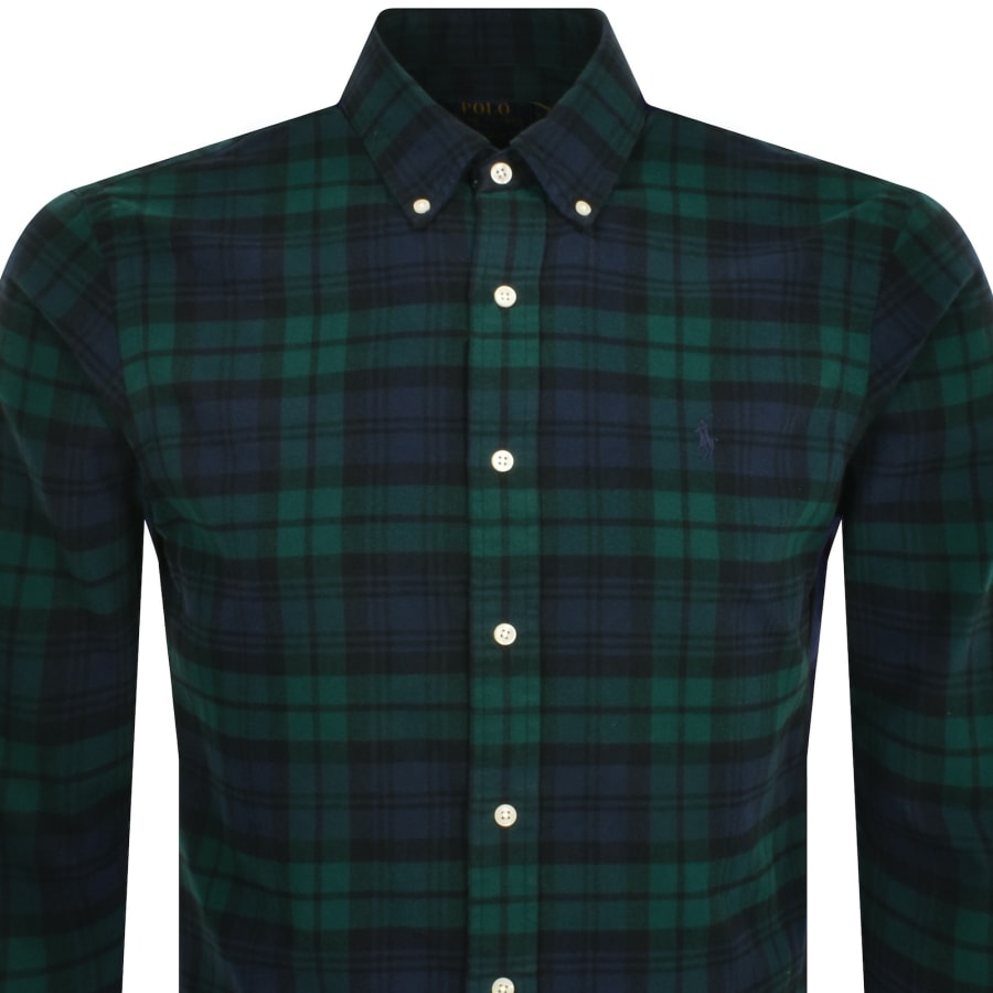 Ralph Lauren Custom Fit Long Sleeve Shirt Green | Mainline
